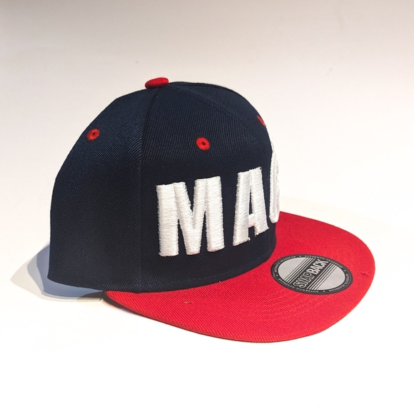 Red White & Blue MAGA Snapback Structured Flat Bill Hat Cap Make America Great - Picture 3 of 4